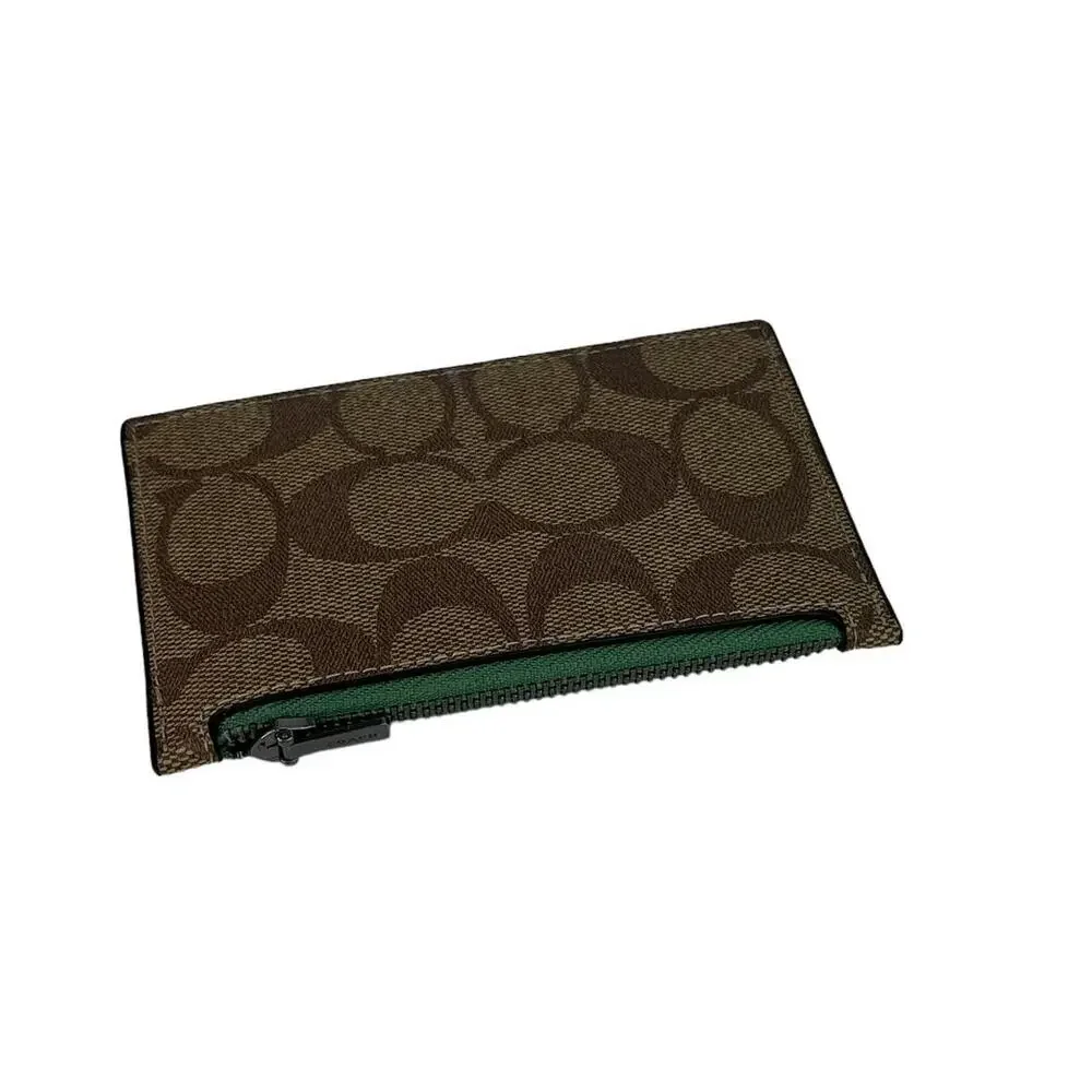 Coach Zip Card Case In Signature Canvas